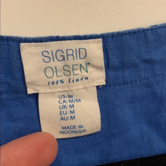 Sigrid Olsen Blue 100% Linen shift dress sleeveless - Picture 2 of 4